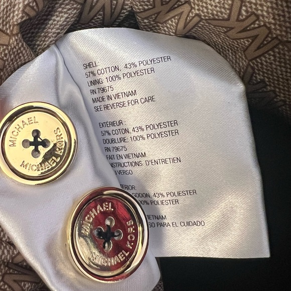 MICHEAL KORS Black Double-Breasted Rain Coat with Gold Accents - Picture 6 of 7